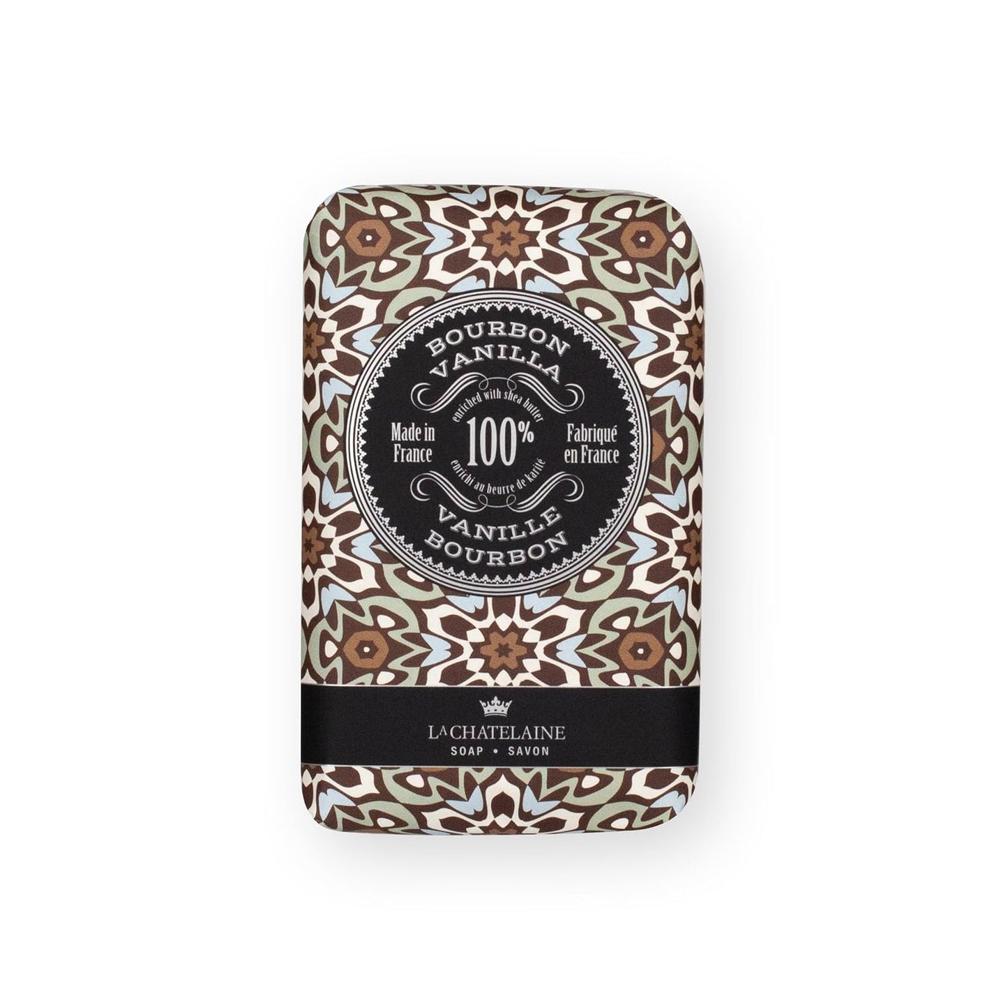 La Chatelaine Luxury Bar Soap Trio Gift Set Tin | Made in France | Natural and Organic | Shea Butter Formula | 3 x 8.8 oz / 250g - Gray Mosaic Soap Trio (Moroccan Mint, Vetiver Cedar, Bourbon Vanilla)