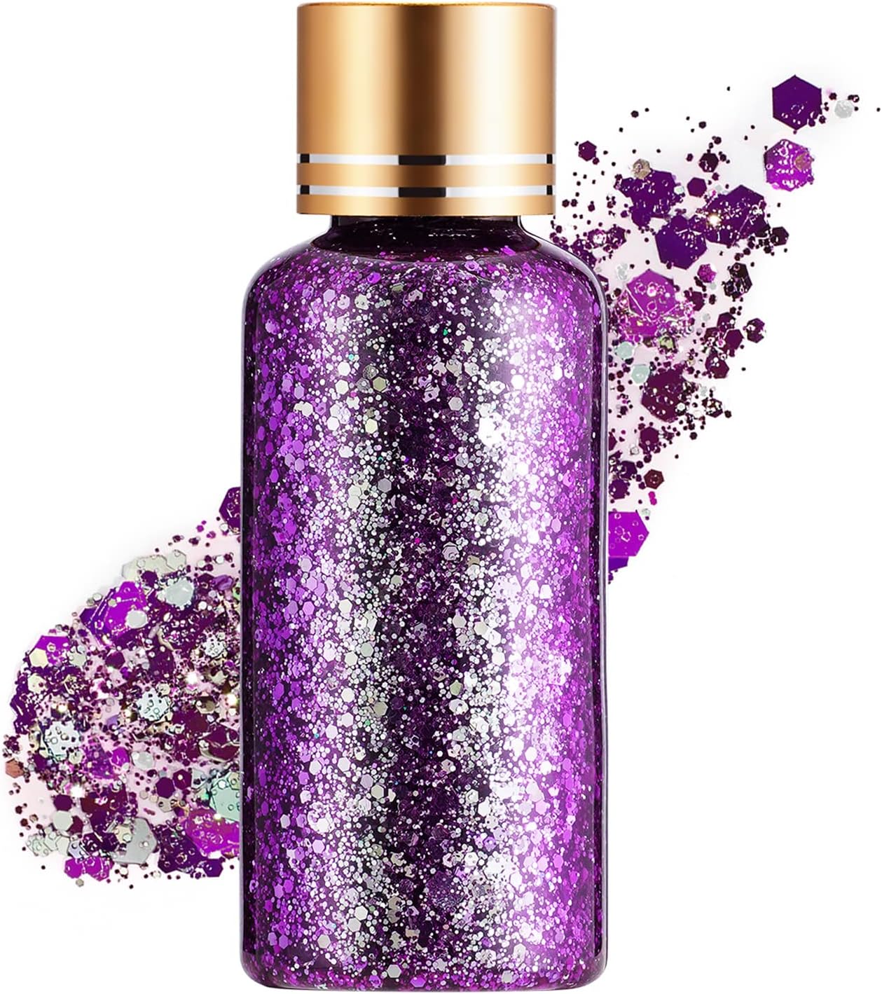 Lavender Purple Glitter Gel for Women Kids, Face Body Hair Glitter Gel, Holographic Chunky Mermaid Sequin Shimmer Makeup for Singer Concert Music Festival Rave Accessories, 1oz/Jar