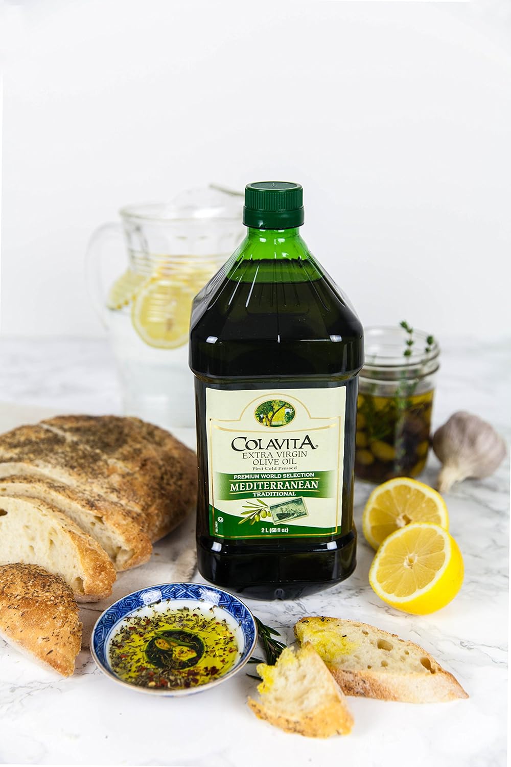 Mediterranean Extra Virgin Olive Oil, 68 Oz Plastic Jug - Cold Pressed Italian Import by Colavita