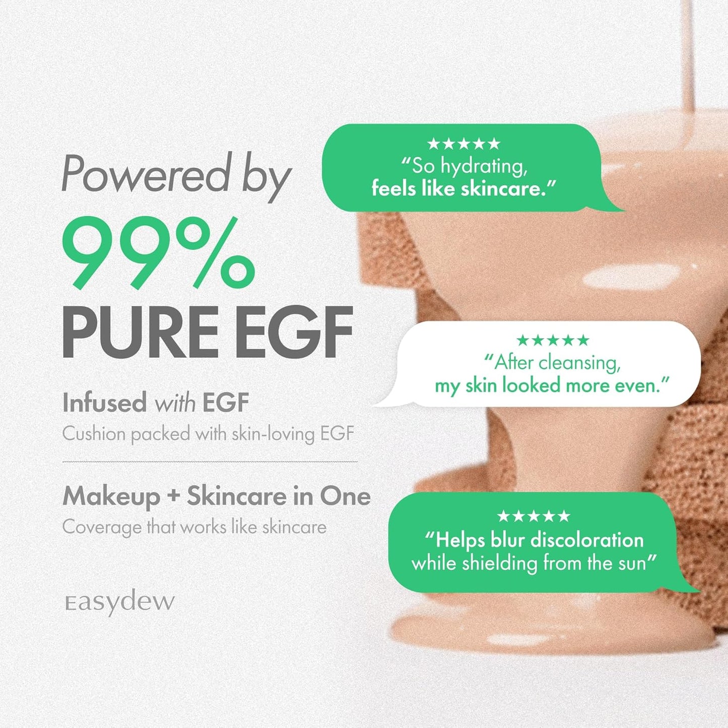 Easydew Mela B Toning Ampoule Cushion Refill - 3-in-1 Age-Defying Sun Shield Full Coverage Cushion Foundation with Niacinamide & Hyaluron-Vital C - Face Makeup Korean Skin Care 0.45 oz (#45 Espresso)