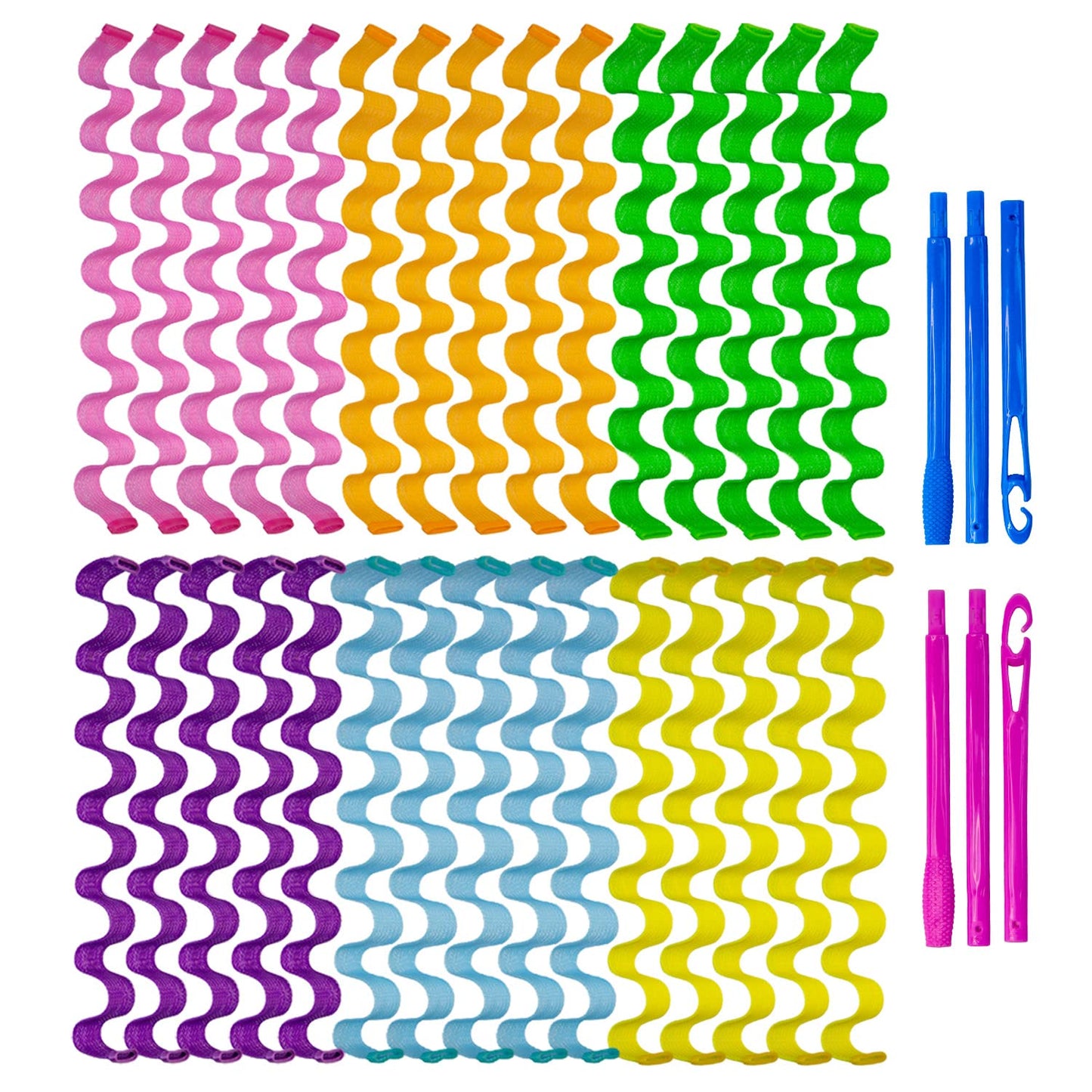 30pcs Heatless Curlers Rollers for Wavy Curls, No Heat Spiral Curlers Kit with Styling Hooks for Long Hair (25.5 Inch/65 cm)