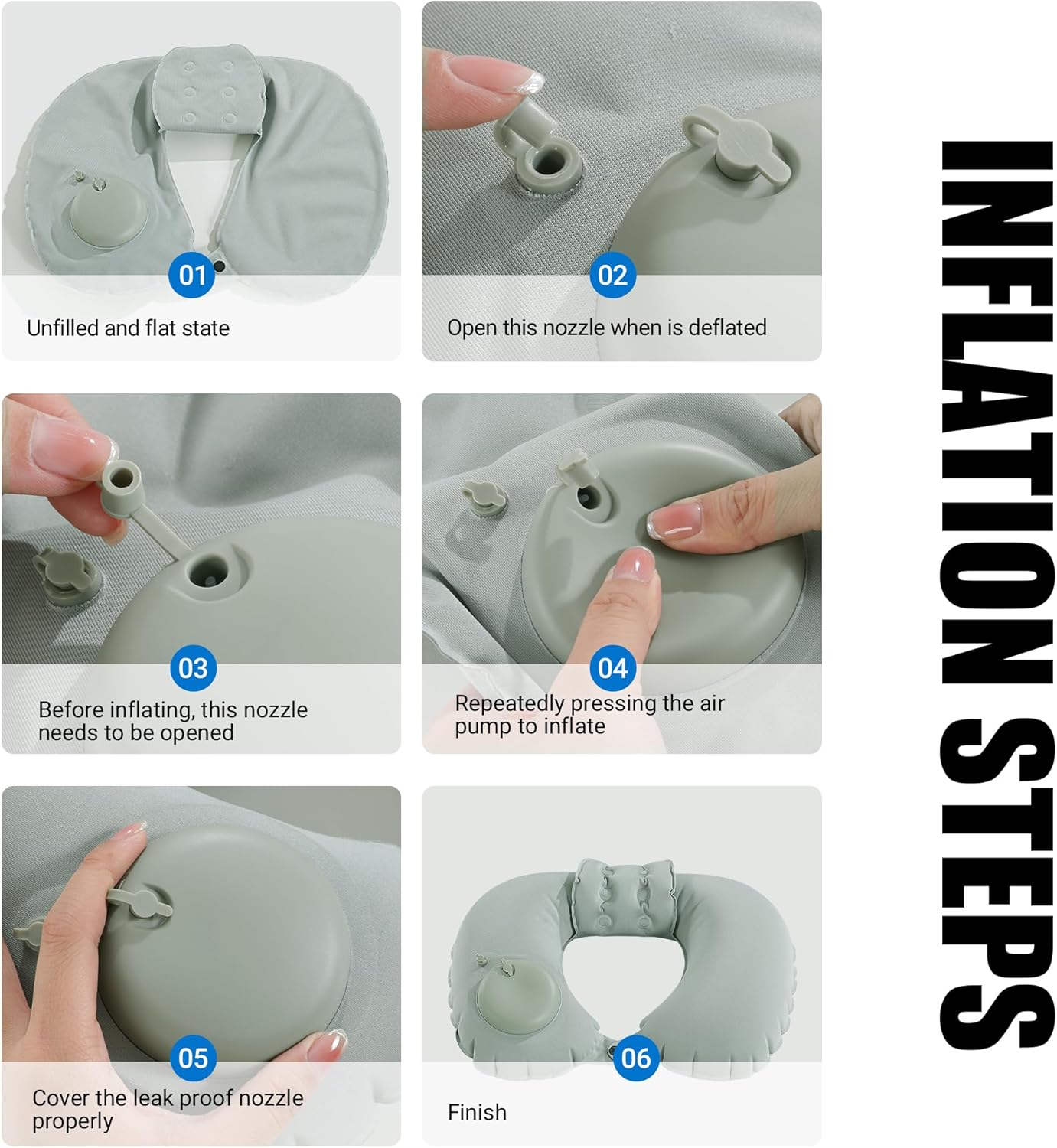 MABOZOO U-Shaped Hot Bathtub Pillow,Inflatable Spa Pillows for Hot Tub with Adjustable Button for Shower, Neck Support Headrest & Leg Pillow for Relaxation Spa Soak in Bathtub