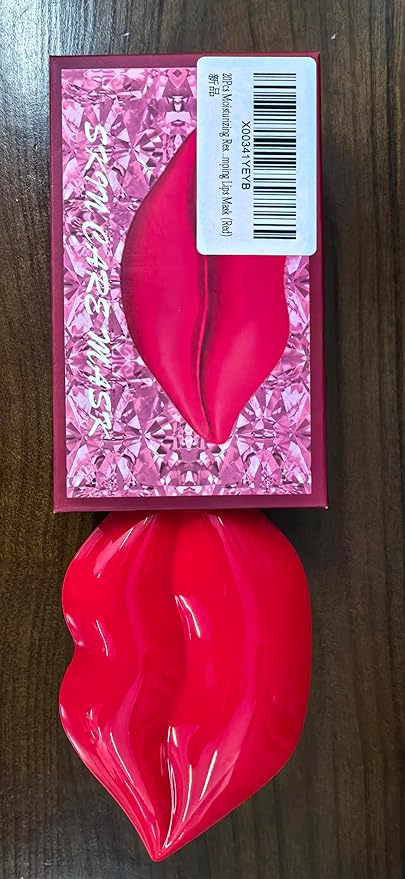 20Pcs Moisturizing Restores Moisture Lip Mask for Dry Lips and Lip Lines Overnight Lip Care, Gel Treatment Plumping Lips Mask (Red)