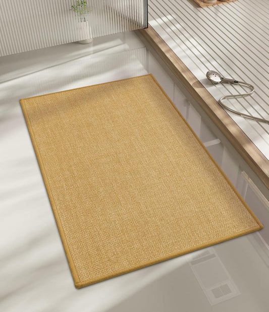 chakme Bathroom Rugs Mat 32x17, Ultra Thin Non Slip Bath Mat Quick Dry Absorbent Bath Mat for Bathroom Floor, (Yellow, 32"x17")