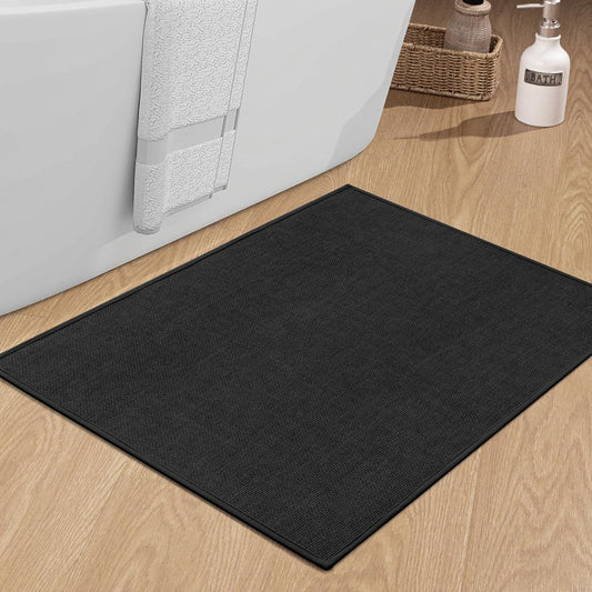 chakme Bathroom Rugs Mat 36x25, Ultra Thin Non Slip Bath Mat Large Quick Dry Absorbent Bath Mat for Bathroom Floor, (Black, 36"x25")