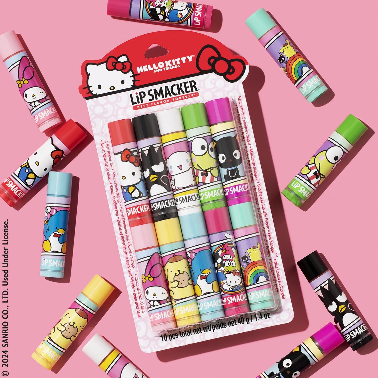 Lip Smacker Sanrio Hello Kitty & Friends Pack - 10 Moisturizing Lip Balms, Hydrating & Protecting - Cruelty-Free