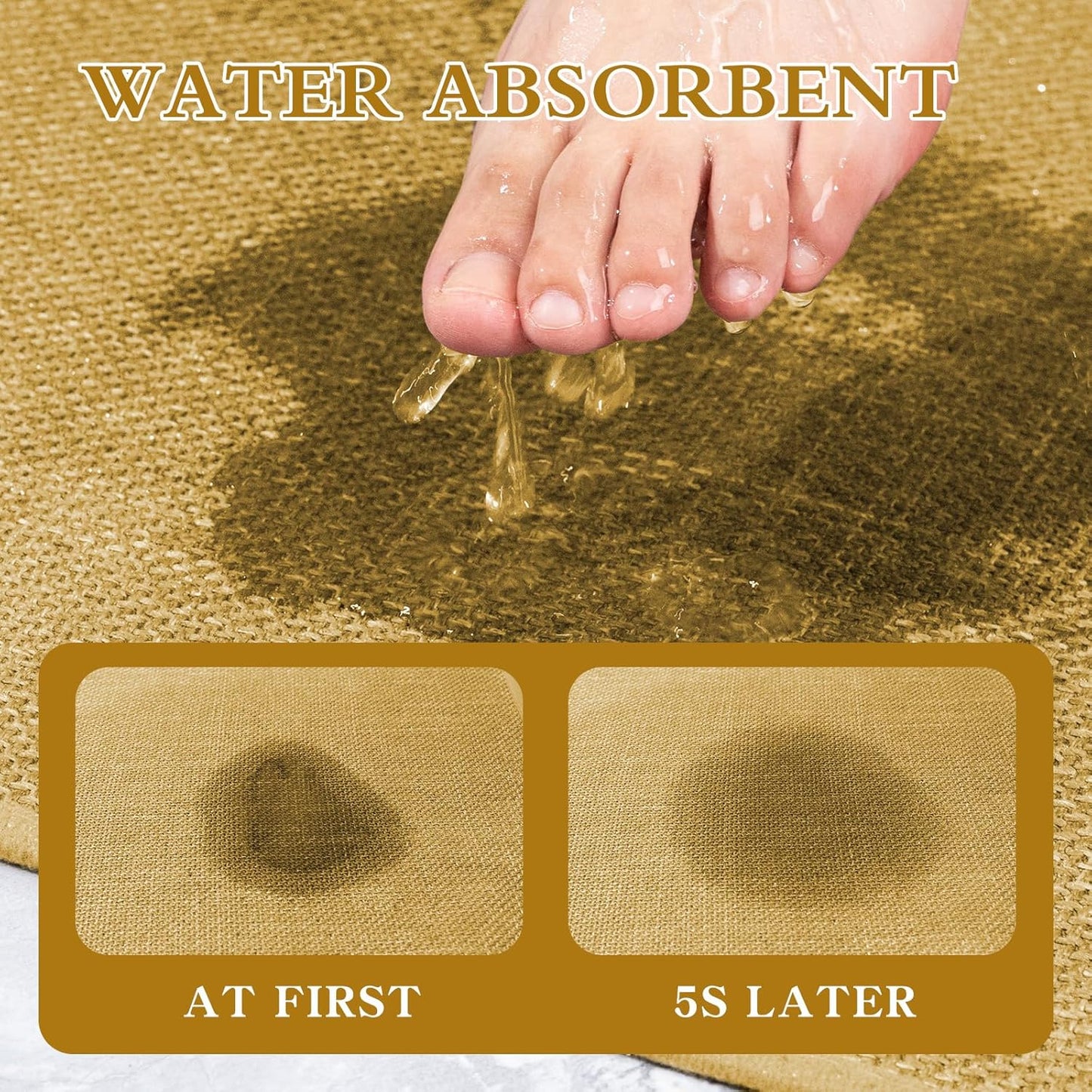 chakme Bathroom Rugs Mat 24x17, Ultra Thin Non Slip Bath Mat Small Quick Dry Absorbent Bath Mat for Bathroom Floor, (Yellow, 24"x17")