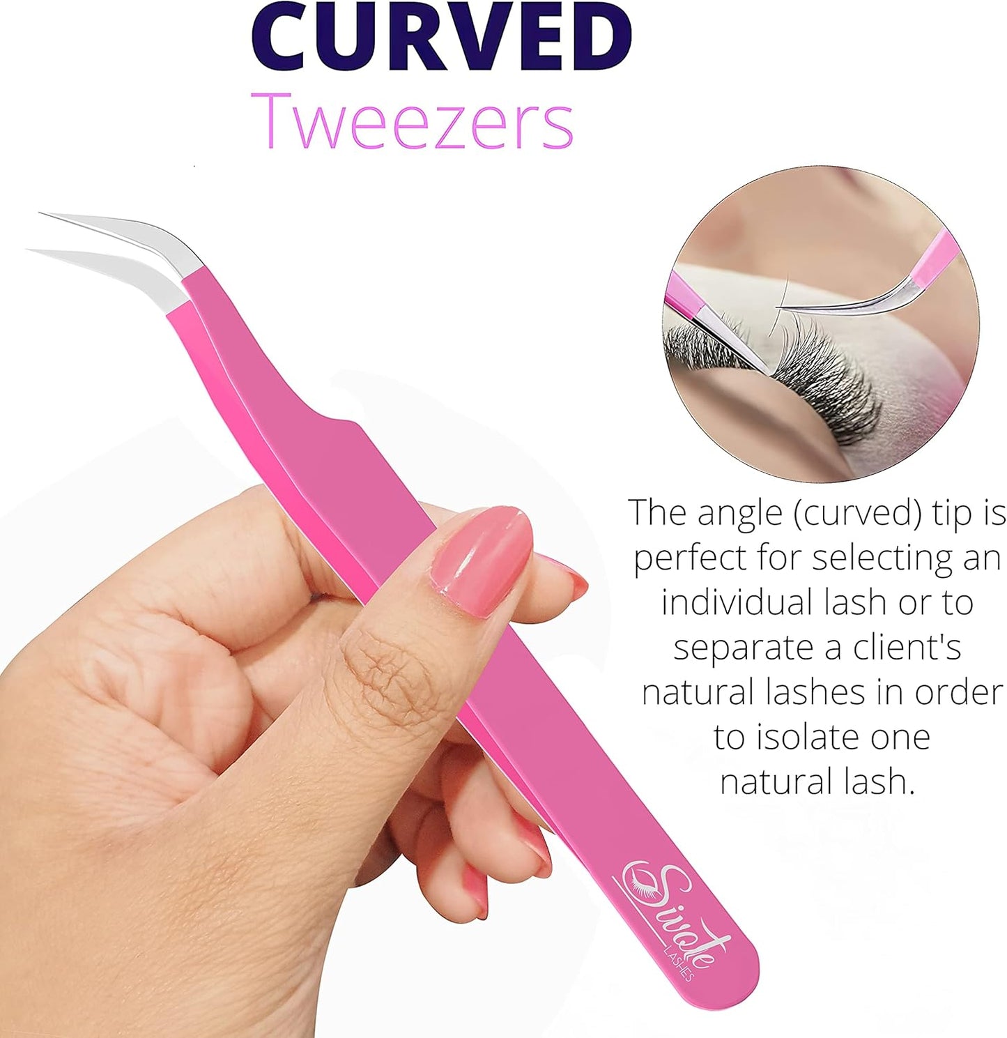 SIVOTE Lash Tweezers for Eyelash Extensions for Volume, Isolation & Classic Lashes, 3 Pack, Pink