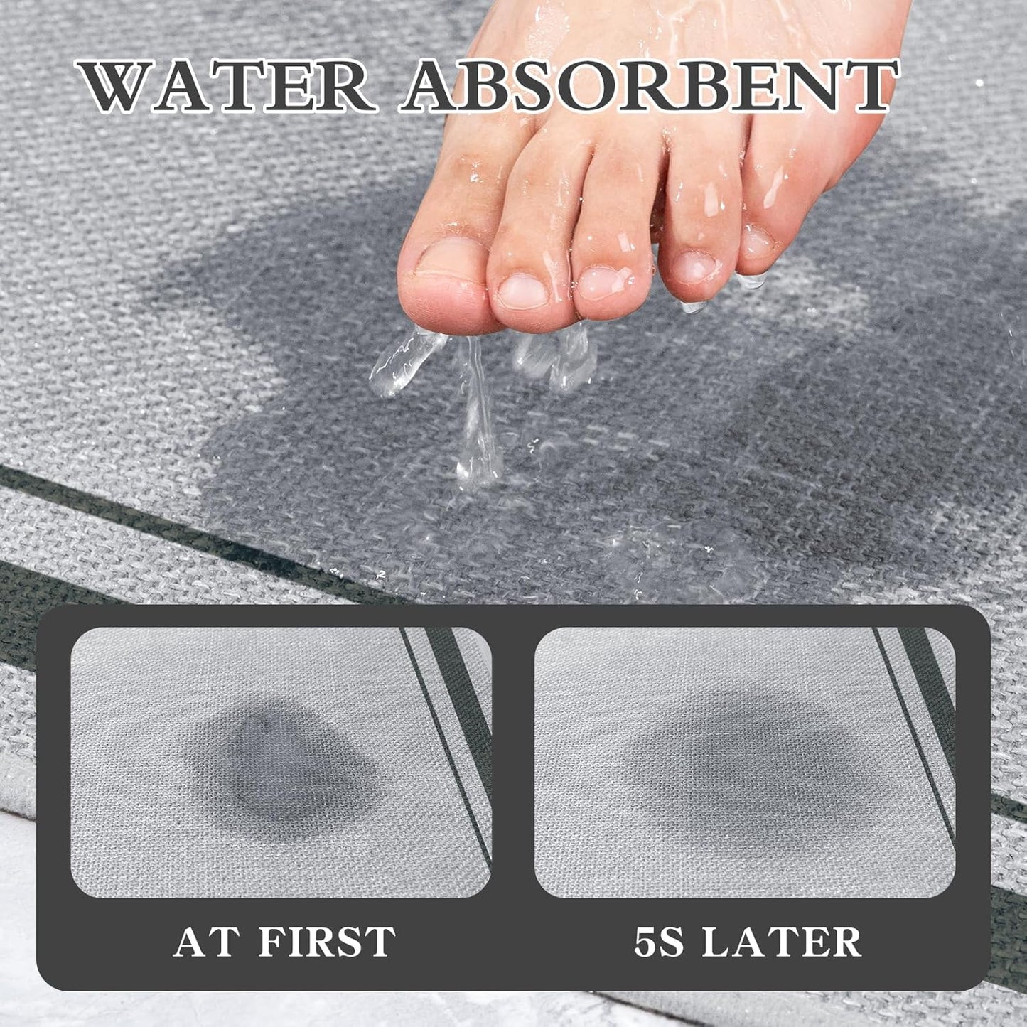 chakme Bathroom Rugs Mat 36x24, Ultra Thin Non Slip Bath Mat Large Quick Dry Absorbent Bath Mat for Bathroom Floor, (Light Grey, 36"x24")