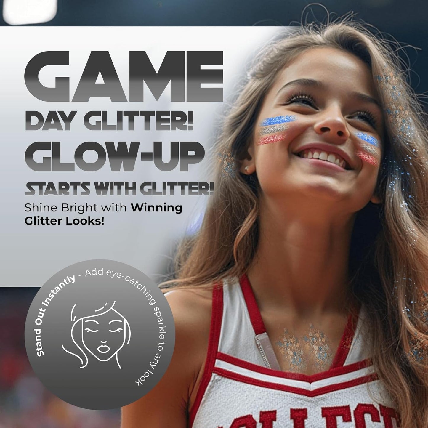 Face, Body & Hair Glitter Gel – Halloween Glitter for Kids and Women – 3 Oz Cosmetic-Grade Gel w/Moon & Stars for Festivals & Halloween Party, Easy Apply & Wash Off - Rose 1Pack