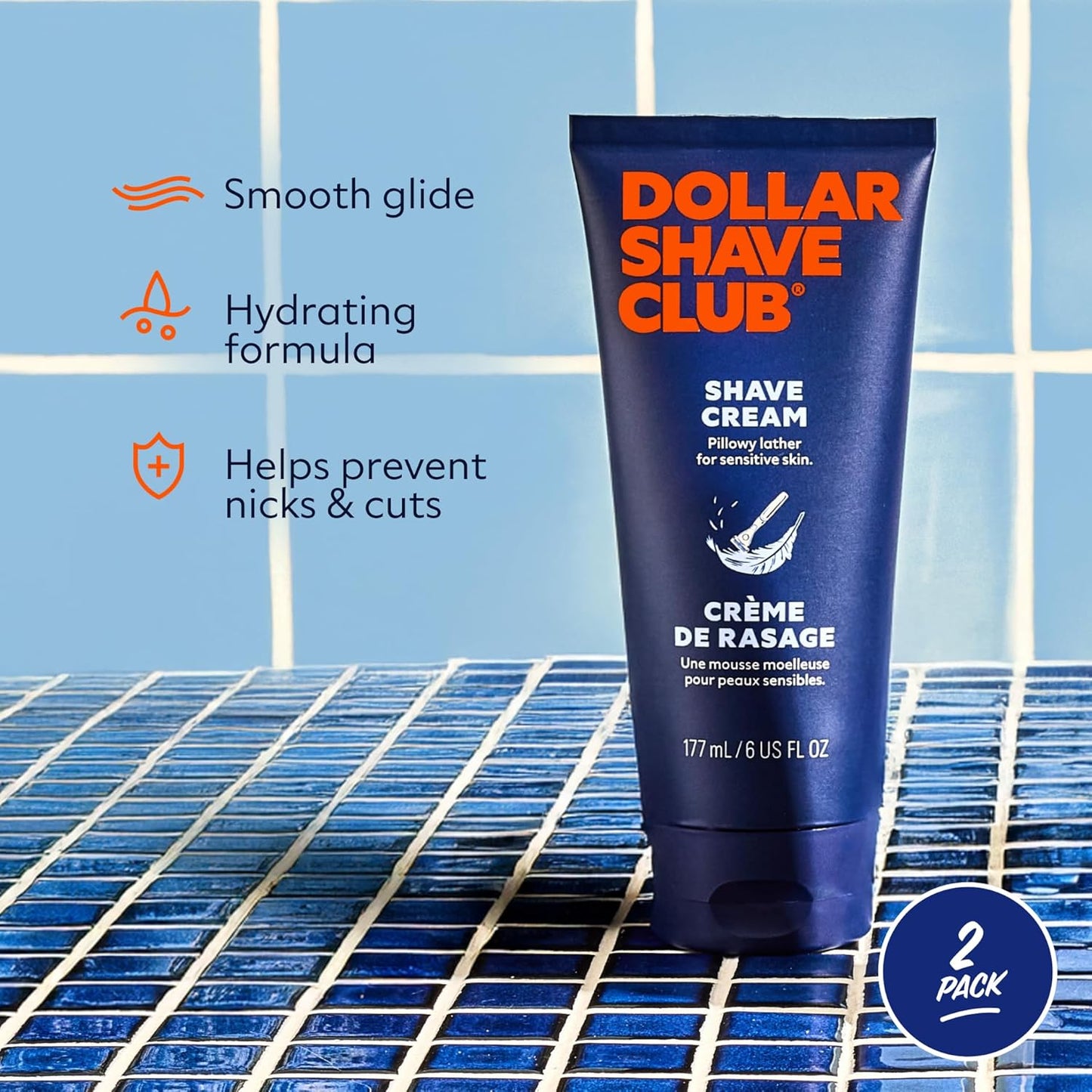 Dollar Shave Club | Shave Cream 6 ounce (2 Pack) | Hydrating Shaving Cream for Sensitive Skin