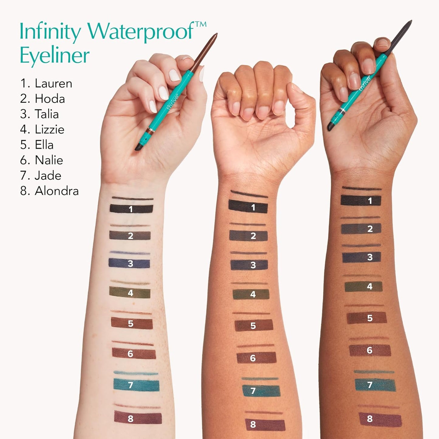 Thrive Causemetics Infinity Waterproof Eyeliner Pencil, Built In Sharpener & Smudge Tip, Long Lasting, Smudge Proof, Hyaluronic Acid & Shea Butter, Vegan, Cruelty Free, Nalie (Chocolate Brown Shimmer)
