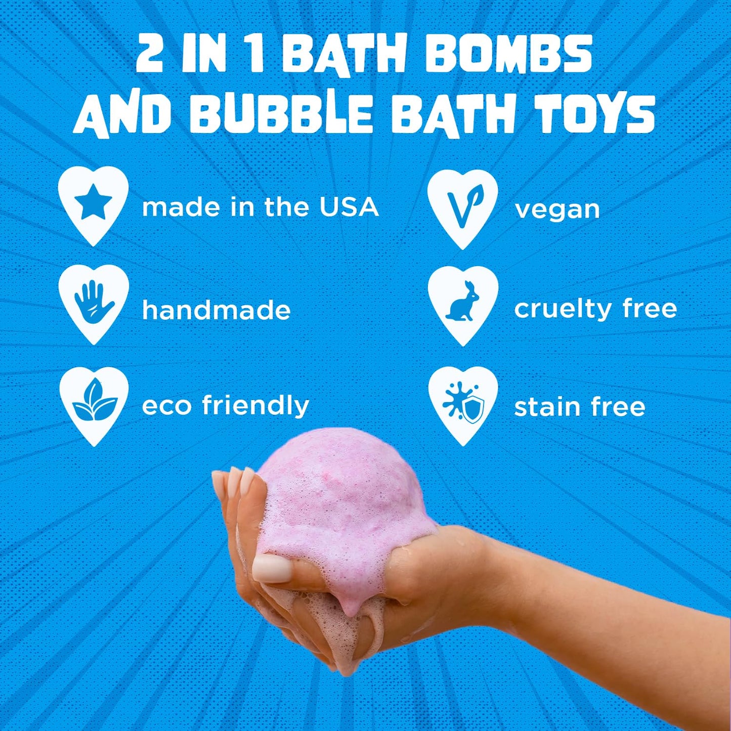 Monster Bath Bomb for Kids with Surprise Toys Inside (Gift Set) - Large Bubble Bath Bombs for Boys & Girls - Skin-Safe, Made in USA, Birthday Gift & Boo Basket Stuffer by Two Sisters