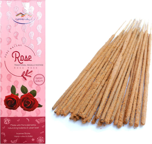 Rose Incense Sticks - Traditional Handcrafted Masala Incense - 40 to 50 Sticks Approx.