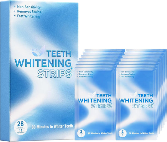 Teeth Whitening Strips - Sensitive Tooth Whitener 14 Day Treatments for Adults, Enamel Safe for White Teeth Professional Whitestrips for Deep Stains Coffee Wine Tobacco, Non-Slip 28 Strips Mint