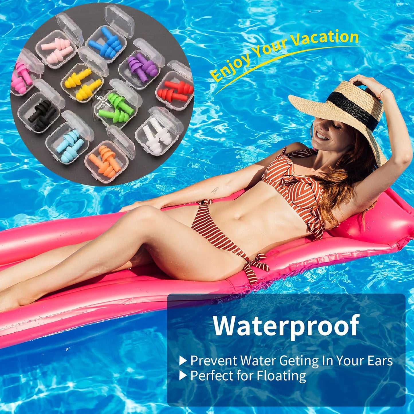 Ear Plugs for Swimming, Soft Ear Plugs for Sleeping Noise Cancelling, Reusable Ear Plugs for Noise Reduction, Ear Protection, Silicone Earplugs for Swimming, Sleeping, Snoring, Work, Concerts, 8 Pairs