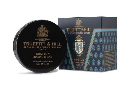 Truefitt & Hill Shaving Cream Bowl - Grafton - Premium Glycerin-Based Lather, Smooth Glide, and Hydration for a Luxurious Shave - 6.7 oz.