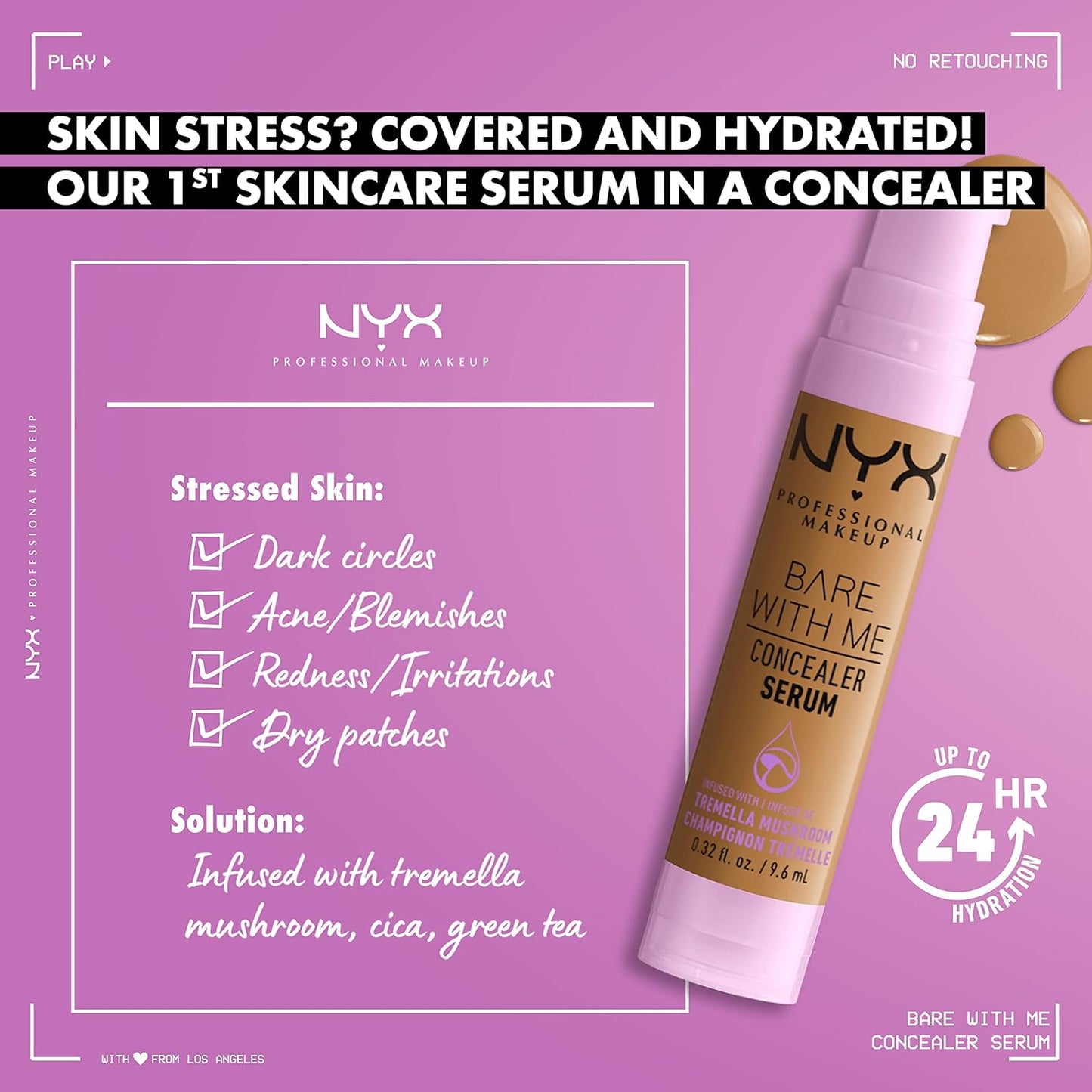 NYX PROFESSIONAL MAKEUP Bare With Me Concealer Serum, Concealer Makeup For Up To 24Hr Hydration - Mocha