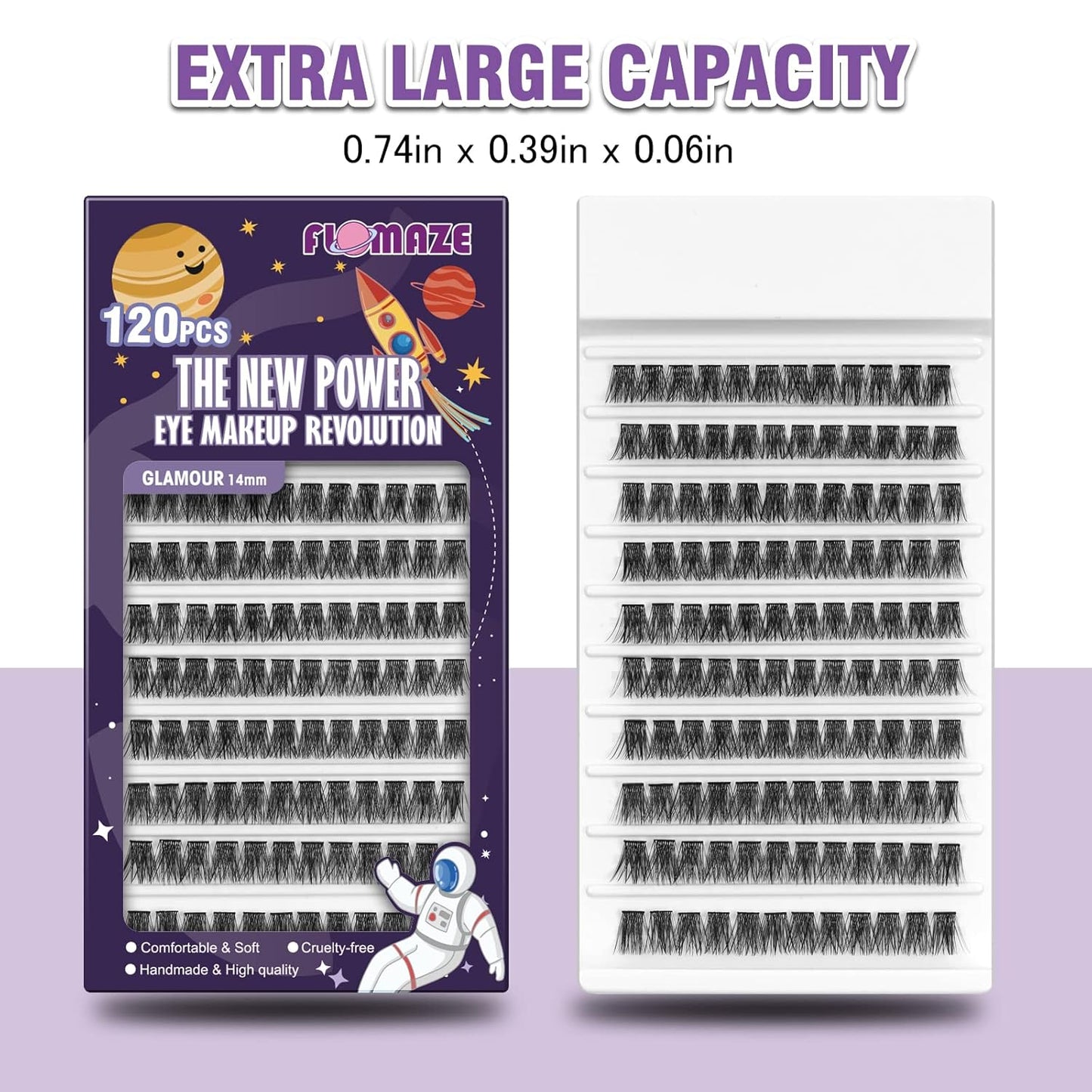 Lash Clusters 120 Clusters DIY Eyelash Extension Natural Look Lightweight Comfortable Handmade Reusable Individual Lashes False Eyelashes DIY at Home (Glamour-12mm)