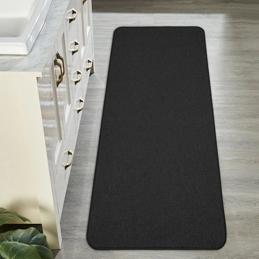 Bath Mat,Ultra Thin Bathroom Runner Rugs,Large Bath Mats for Bathroom,Quick Dry,Non-Slip,Machine Washable,Low Pile,Bath Rug,Shower Outside,Sink,Home Decor Accessories.Black,1'5"x4'11"（17x59inch）