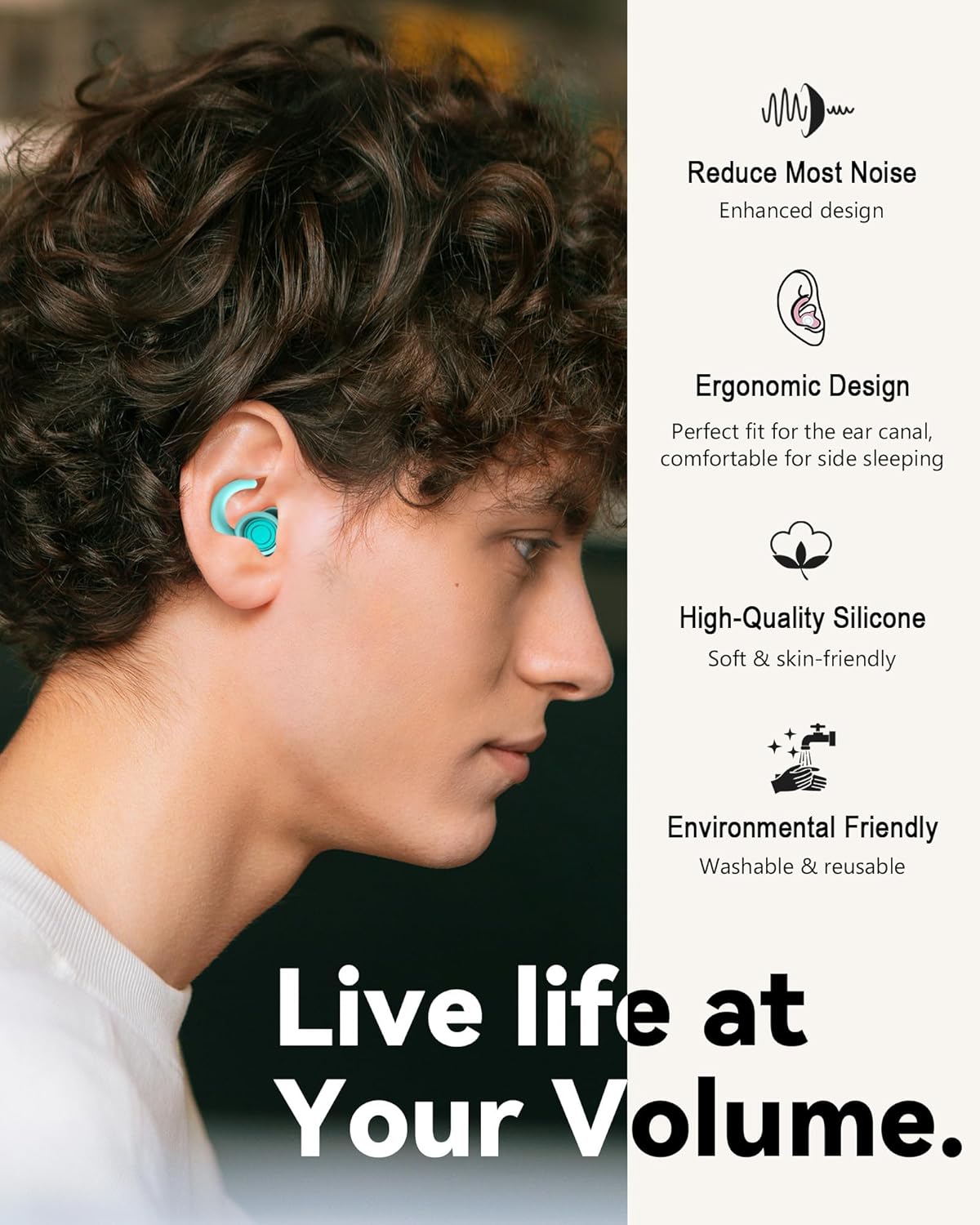 SUPCEAT Ear Plugs for Sleeping - Noise Reduction Soft Silicone Earplugs, 2 Pairs Reusable Hearing Protection Earplugs for Noise Sensitivity, Sleep,Snore,Travel, Sound Reduction Noise Cancelling - Blue