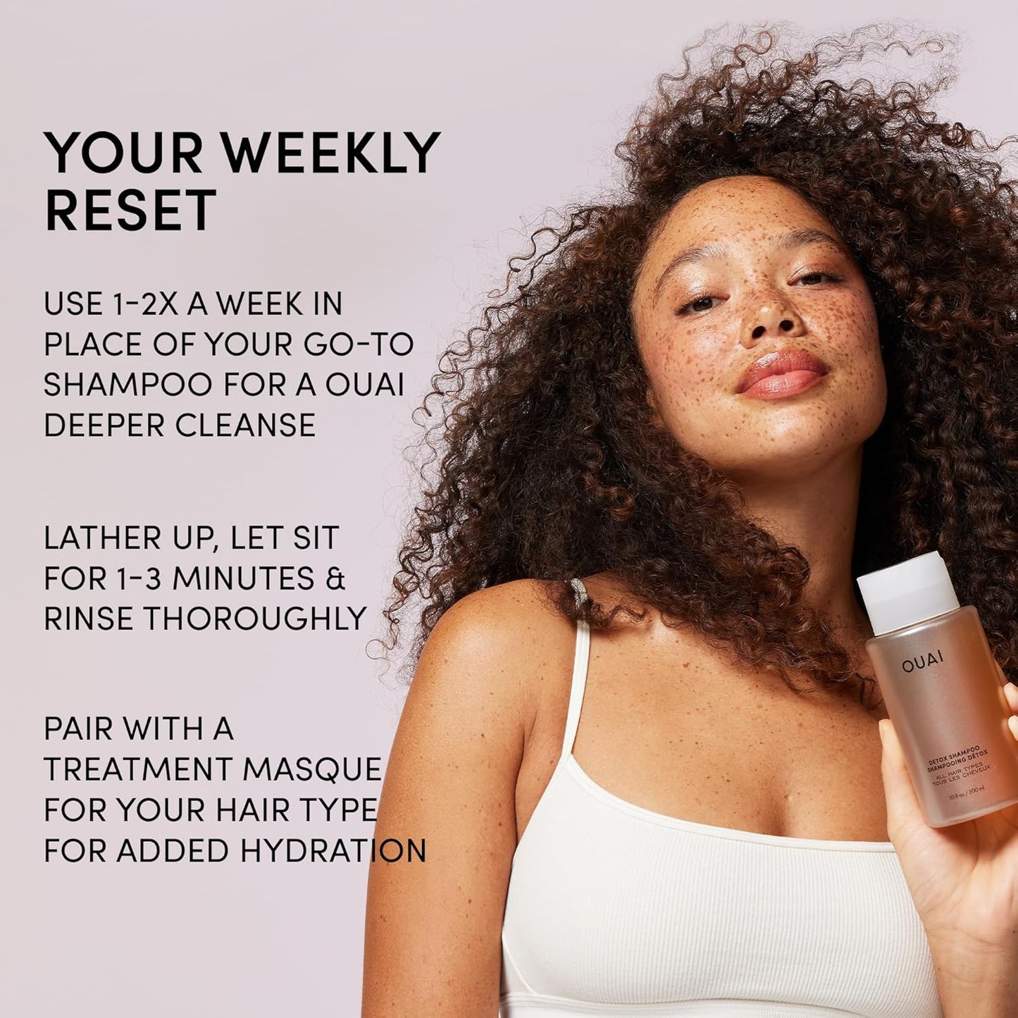 OUAI Detox Shampoo (10 fl oz) & Anti-Dandruff Deluxe Size (1 fl oz) Bundle - Soothing, Clarifying Shampoo Set for Dry, Flaky Scalp - Removes Dirt & Build Up (2 Count)