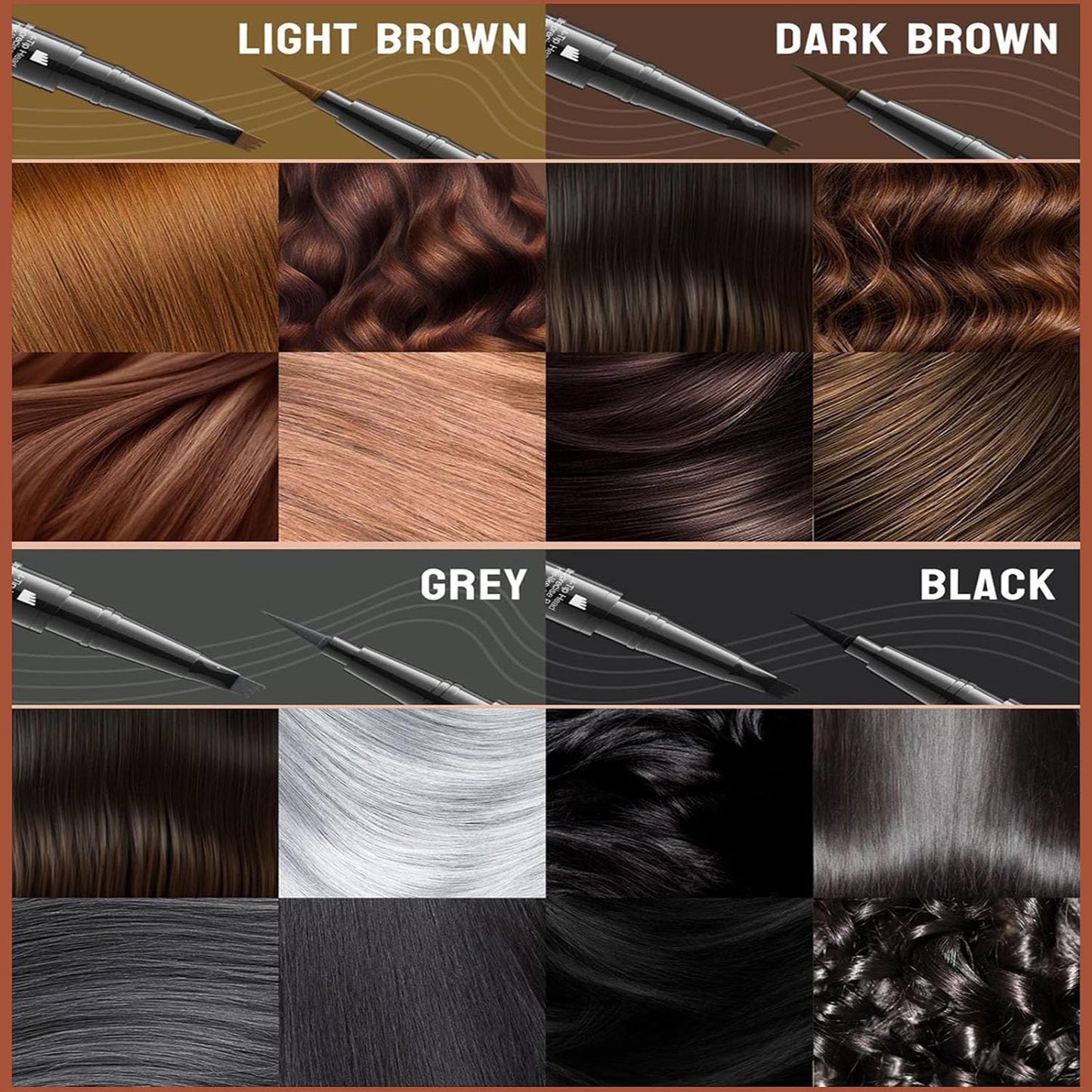 4-Fork Tip Microblading Eyebrow Pen - 2-in-1 Waterproof Eyebrow Pencil, Long-Lasting Natural Hair-Like Brows, Smudge-Proof & Easy to Use (02#Dark Brown)