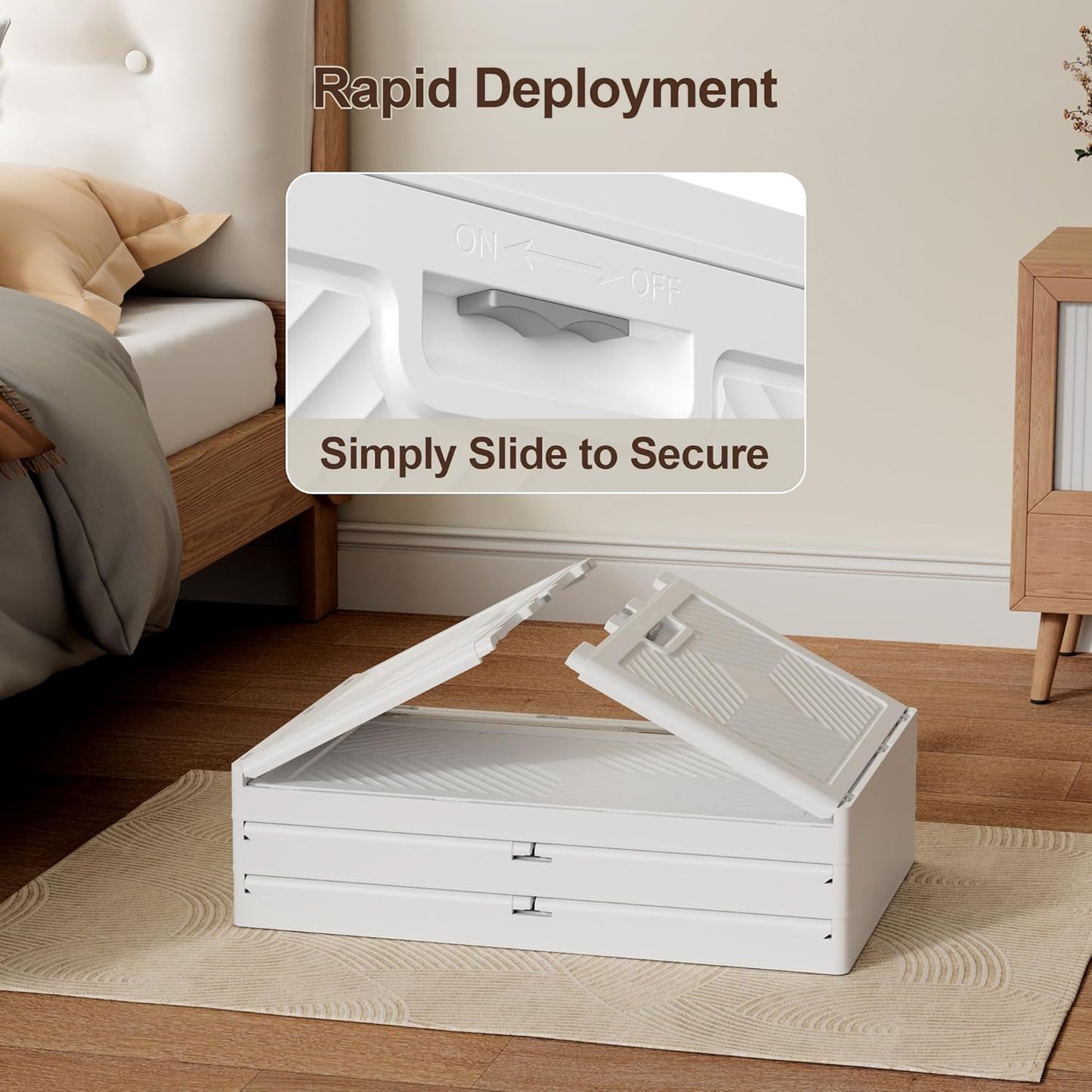 JOYMOOP Folding Storage Bins, 420 Quart Collapsible Storage Boxes with Wheels and Door, Stackble Plastic Storage Container for Clothing, Books and Sundries (XXL, 21 Gal Per, 5 Tiers)