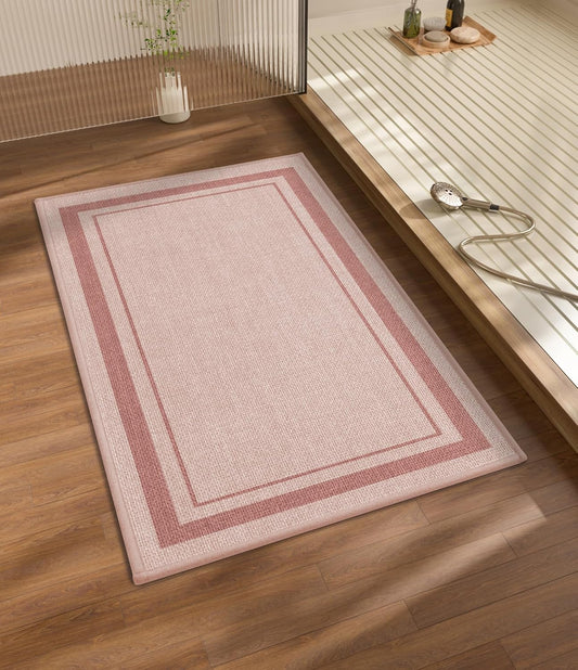 chakme Bathroom Rugs Mat 32x17, Ultra Thin Non Slip Bath Mat Quick Dry Absorbent Bath Mat for Bathroom Floor, (Light Pink, 32"x17")