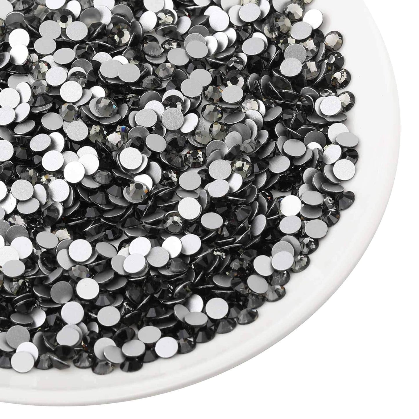 beadsland Flat Back Crystal Rhinestones Round Gems for Nail Art and Craft Glue Fix,Black Diamond (3.8-4.0mm) SS16/1440pcs