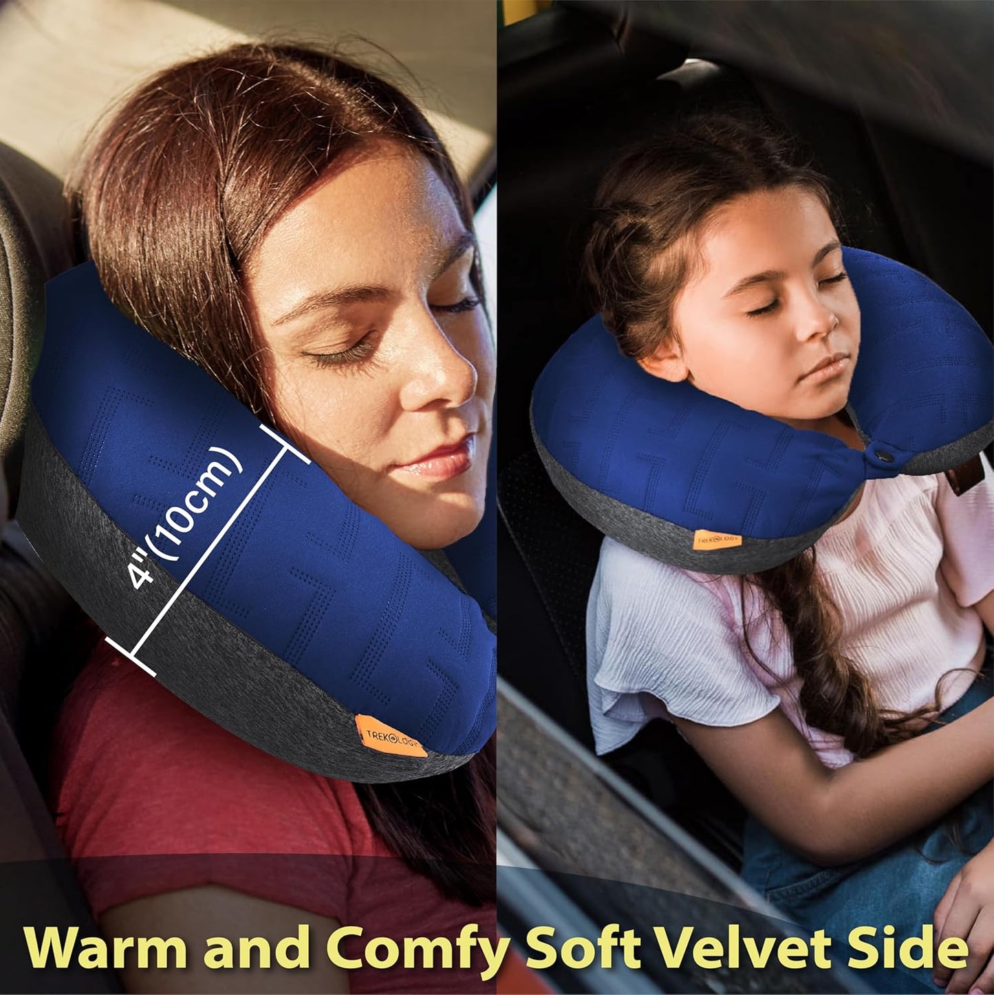TREKOLOGY Travel Neck Pillow for Plane - Premium Airplane Neck Pillow for Sleeping - Ultimate Neck Support for Long Flights - Best Rated Travel Pillow, Comfortable Neck Rest for Airplane & Travel