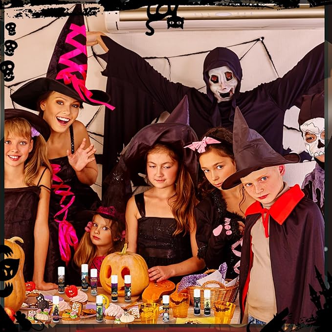 Dunzy 50 Pcs Halloween Lip Balm Bulk Spooky Lip Balm Gifts Bulk Vintage Halloween Wedding Favors Halloween Stuffers for Adults Halloween Party Supplies for Baby Shower, 10 Style, 5 Fruit Flavors