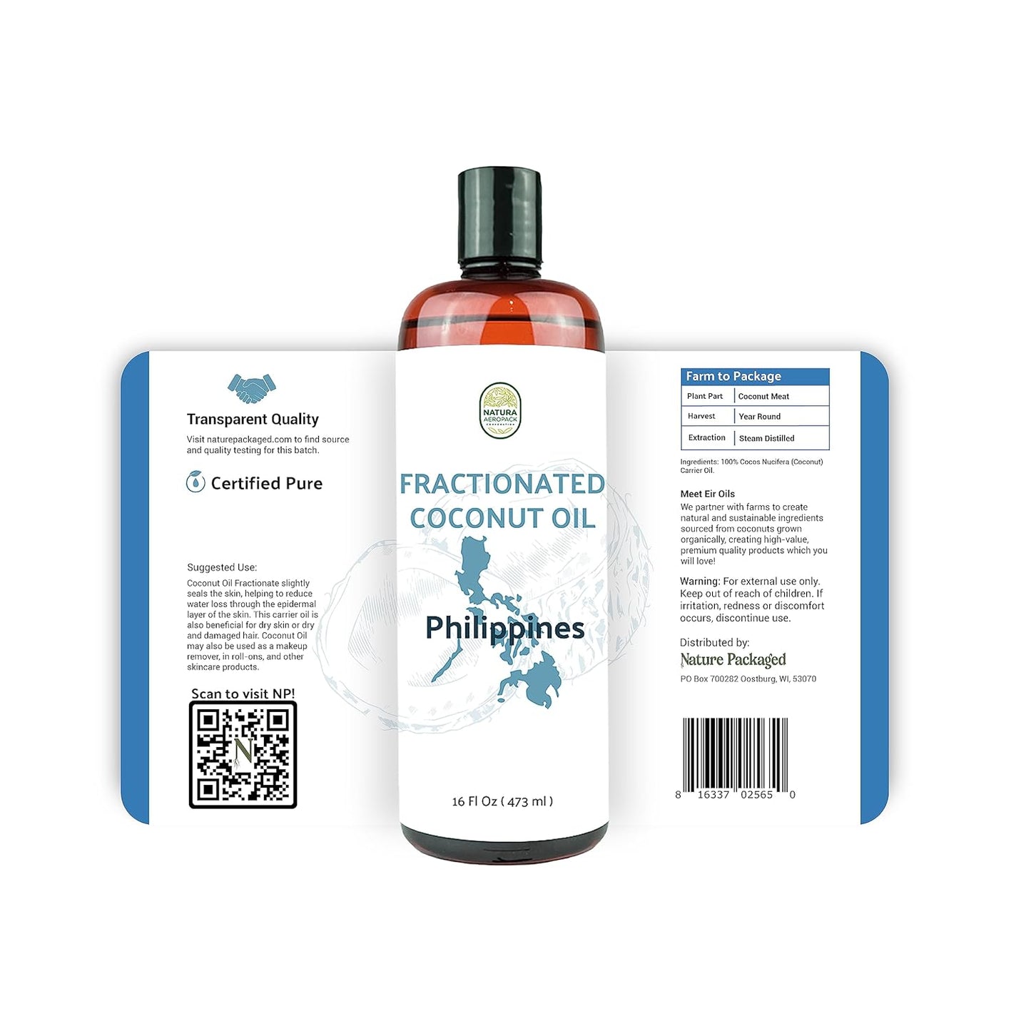 Fractionated Coconut Oil - Sourced Directly from our Farm Partner in the Philippines - Carrier Oil for Diluting Essential Oils, Body, Hair, and Skin Moisturizer - (4Gallons)