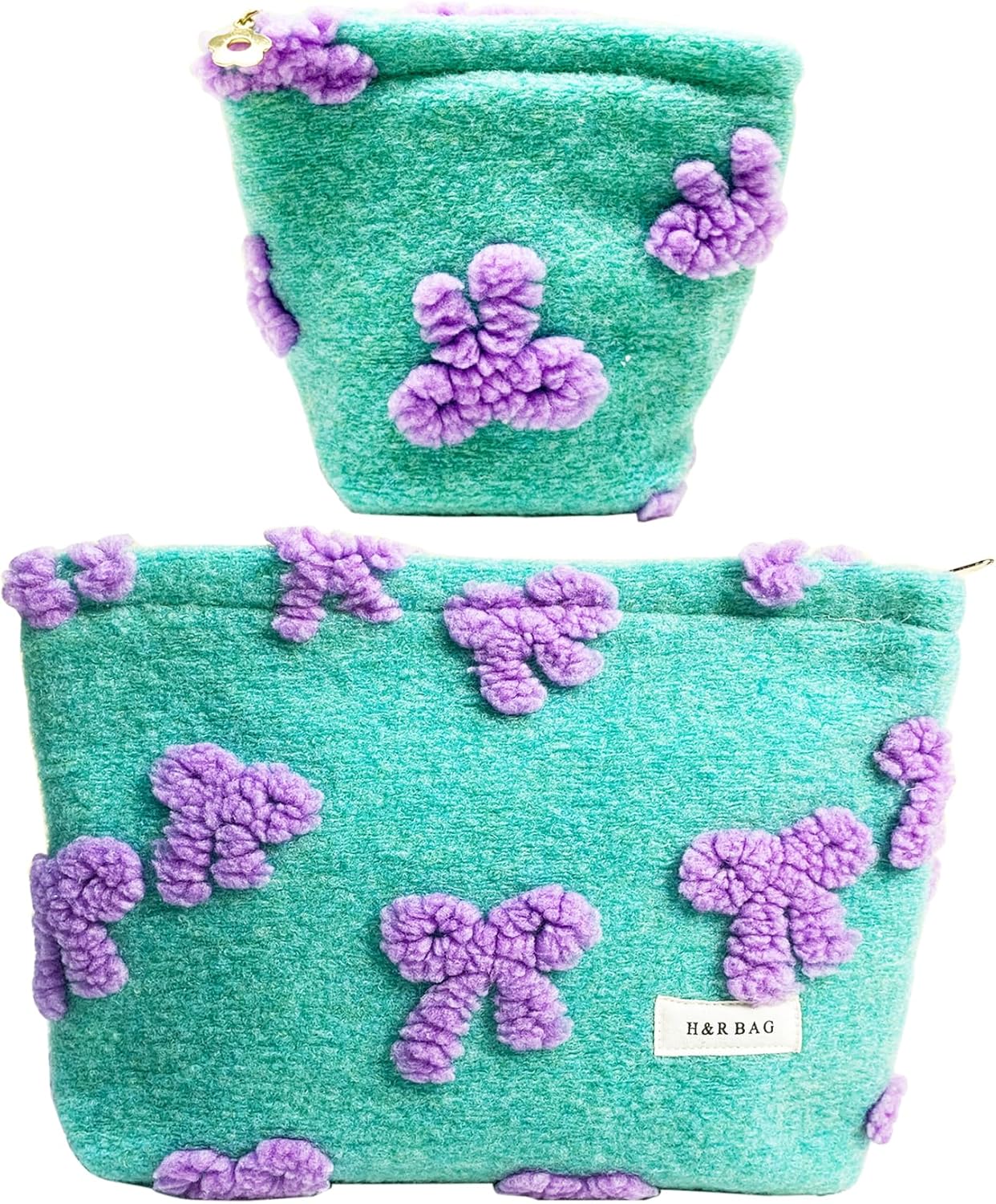 2 Pcs Makeup Bags, Large Cosmetic Bag Travel Toiletry Bag Organizer for Women, Plush Makeup Bag Small Cosmetic Pouch Purse with Zipper Gifts for Girls Teen