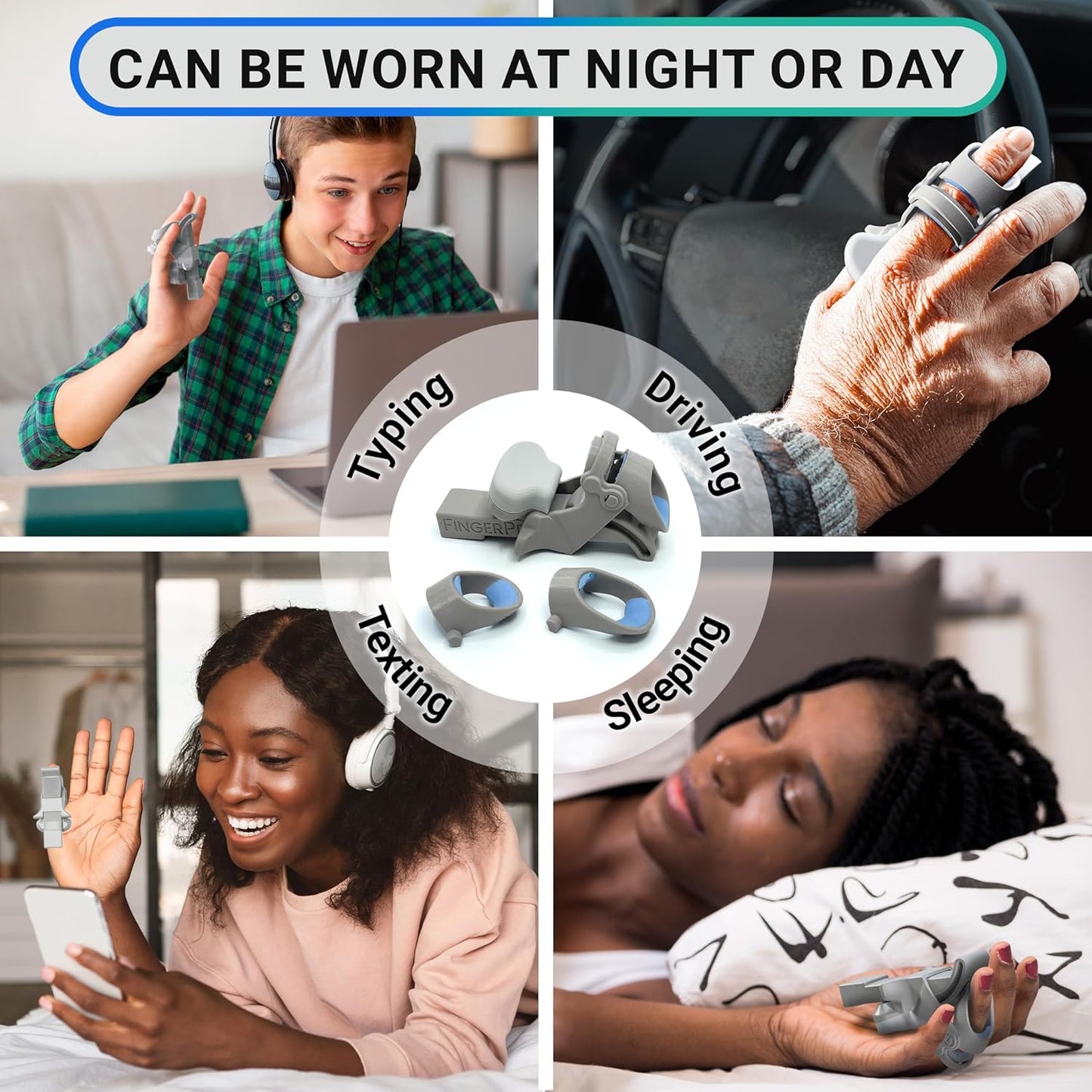 Finger Straightener | PIP Extension Orthosis/Splint For Bent Fingers, PIP Flexion Contractures | Adjustable Joint Stretcher Device | Made in USA | Black/Medium