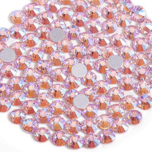 Beadsland 2880pcs Flat Back Crystal Rhinestones Round Gems for Nail Art and Craft Glue Fix,Light Pink AB,SS4,1.5-1.7mm