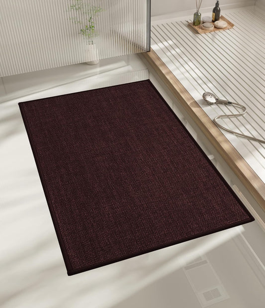 chakme Bathroom Rugs Mat 24x17, Ultra Thin Non Slip Bath Mat Small Quick Dry Absorbent Bath Mat for Bathroom Floor, (Dark Purple, 24"x17")