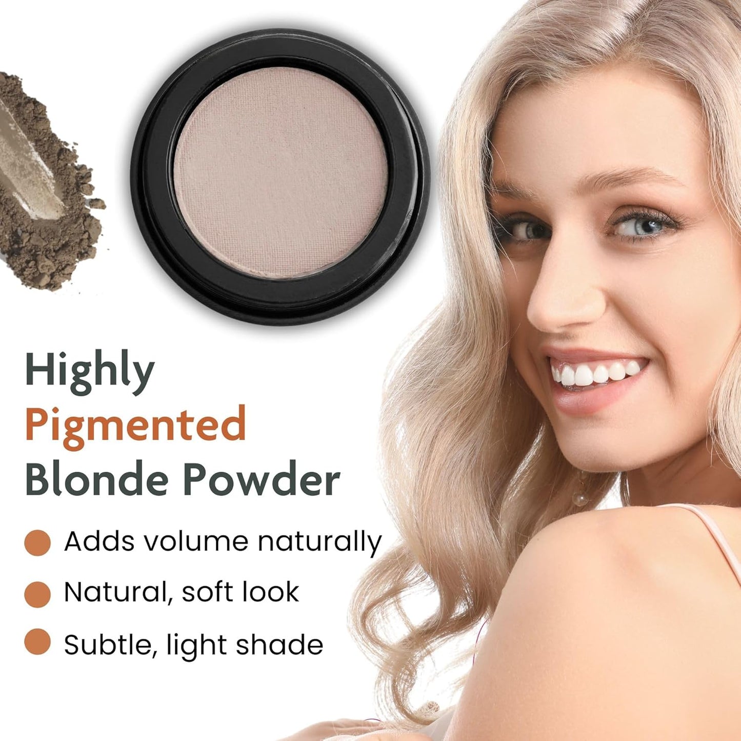 Eyebrow Powder, High Colour Pigmentation, Cruelty-Free & Vegan, Natural & Even Eyebrows (Ash Blonde)