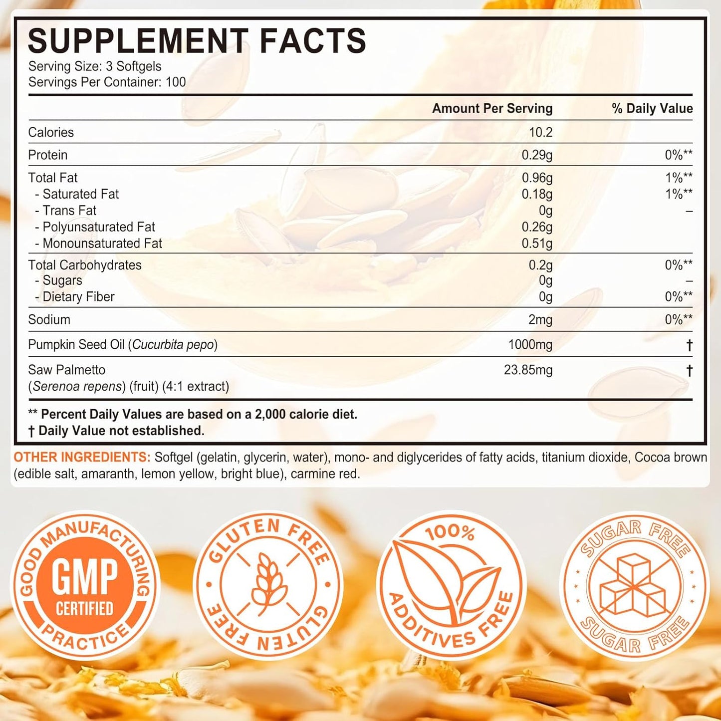 Pumpkin Seed Oil Capsules, 1000mg Per Serving, Cold-Pressed Extract, Essential Fatty Acids & Phytosterols, Non-GMO, Supports Hair Growth & Bladder & Prostate Health, 300 Softgels