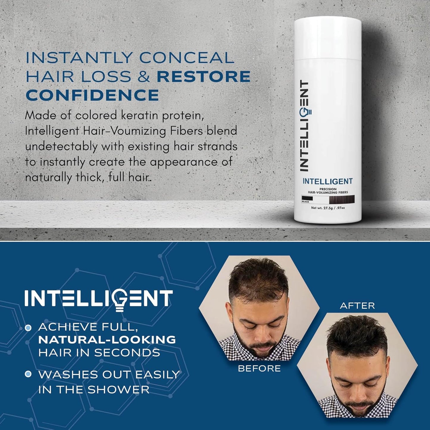 Intelligent Precision Hair-Volumizing Fibers (Medium Brown) | Undetectably Fill in Thinning Hair | 6 Shades Designed For Men or Women | 27.5g