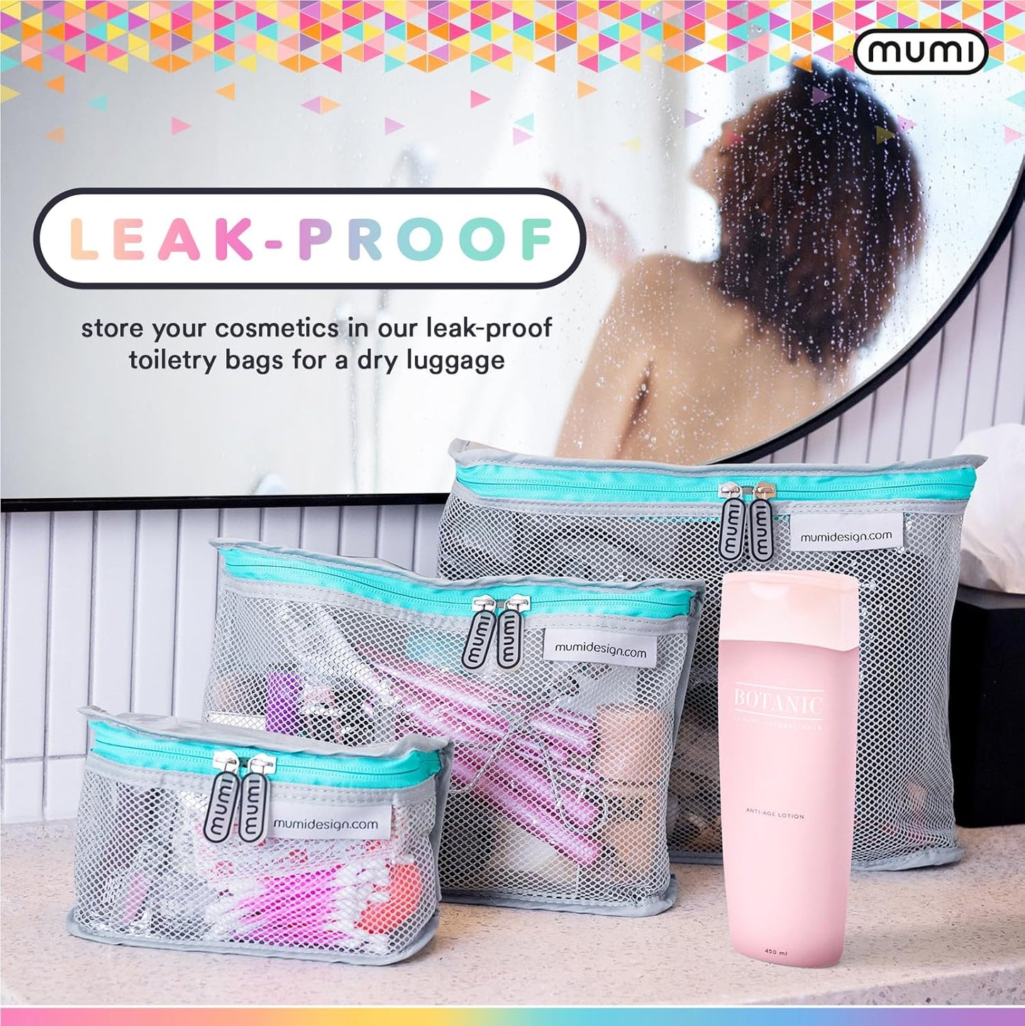 MUMI Travel Toiletry Bag Set of 3 – Clear TSA Approved Toiletry Bags for Women – Reusable Water-Resistant Makeup Organizer Pouches for Skincare, Cosmetics, Travel Accessories, Airport Packing - Yellow