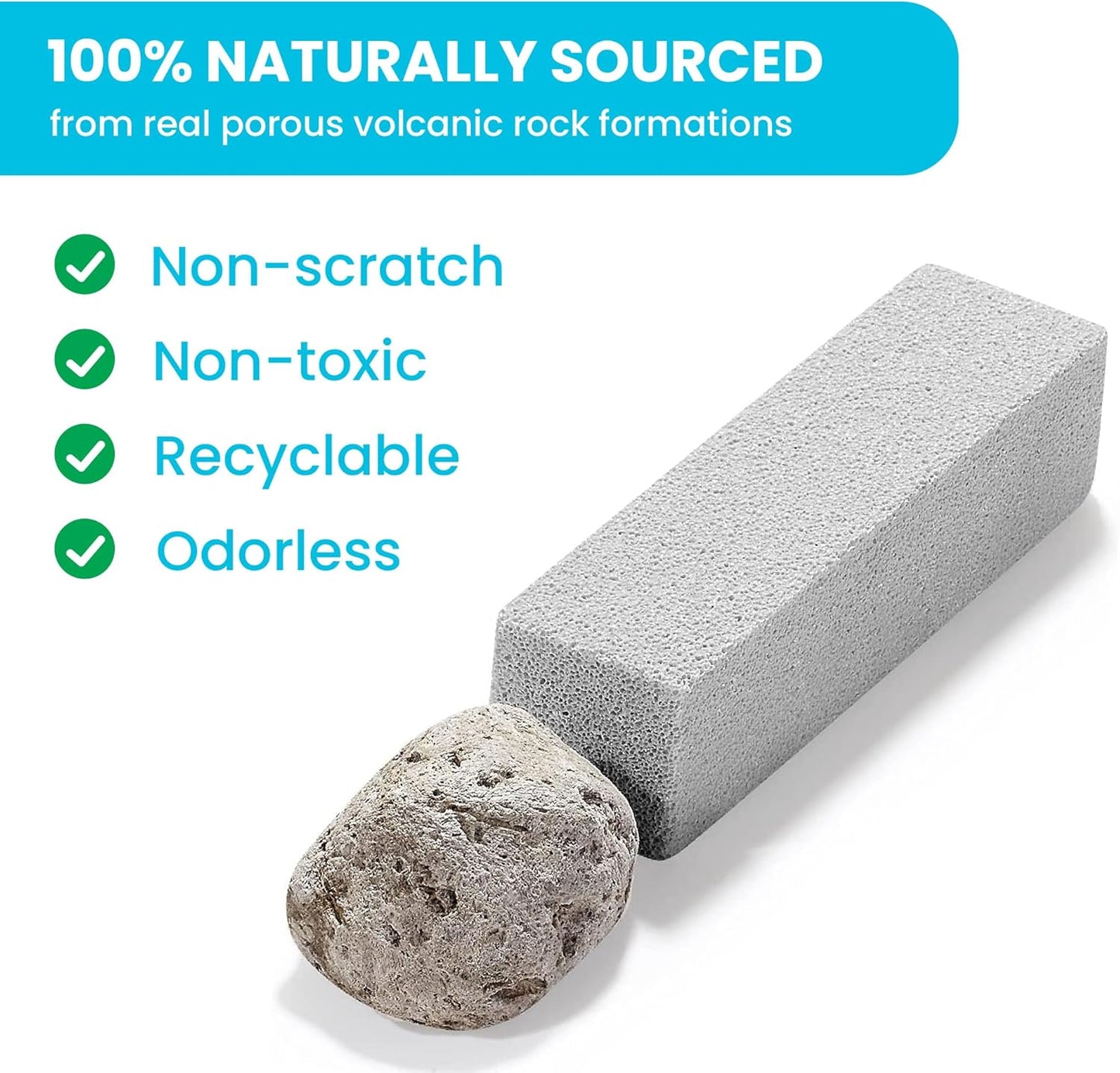 Pumice Stone Toilet Bowl Cleaner | Toilet Pumice Stone with Extra Long Handle | Scouring Stick for Toilet Cleaning, Stain Removal on Toilets, Grills, Tiles, Grout & Pools | 2 Pack