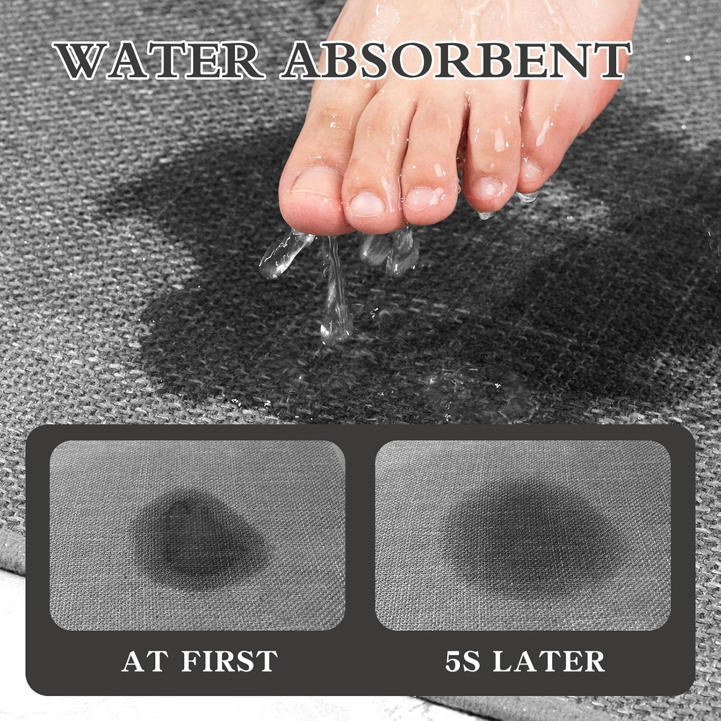 chakme Bathroom Rugs Mat U-Shaped 24x17, Ultra ThinNon Slip Bath Mat Small Quick Dry Absorbent Bath Matfor Bathroom Floor, (Dark Grey, U-24"x17")