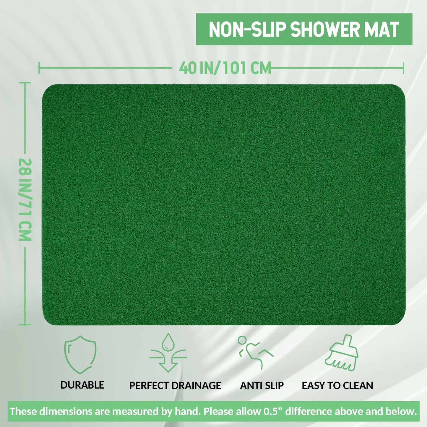 Non-Slip Bathtub Mat, Anti Slip Shower Mat, Fast Drying Bathtub Mats, Foot Scrubber Mat, Anti Slip Mat for Tub, Floor, Bathroom, Kitchen, Home, Hotel (Dark Green 40"×28")