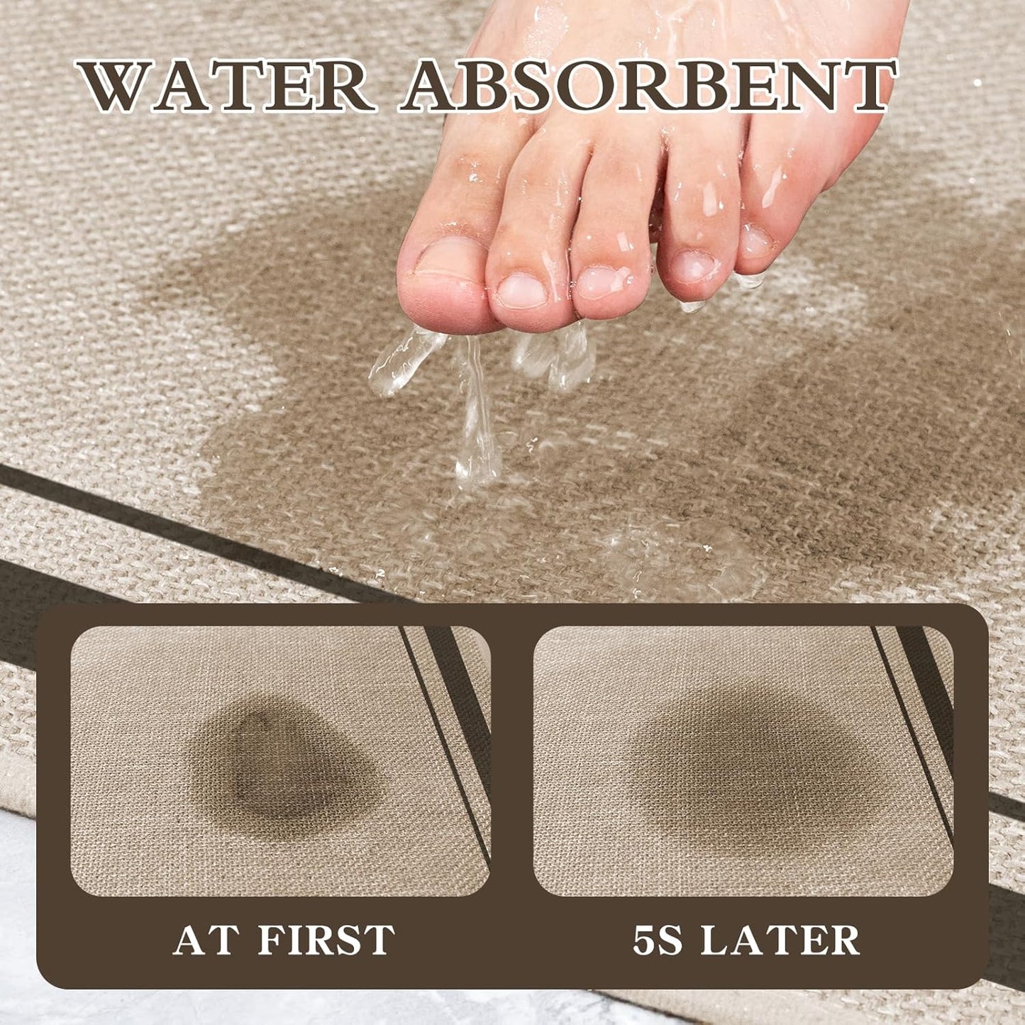 chakme Bathroom Rugs Mat 24x17, Ultra Thin Non Slip Bath Mat Small Quick Dry Absorbent Bath Mat for Bathroom, (Light Beige, 24"x17")