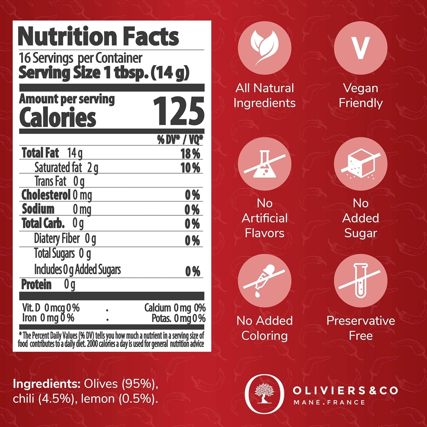 Spicy Chili Pepper Olive Oil by Oliviers & Co. | Italian Extra Virgin Olive Oil for Cooking, Marinades & Dipping | Gourmet Flavored EVOO, Cold Pressed, All-Natural (8.4 Fl Oz)