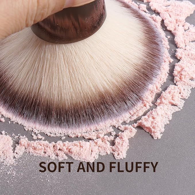 MAANGE 7pcs Makeup Brush Set Double Sided Kabuki Makeup Brushes Contour Brush for Foundation Liquid Powder Concealer Cream Cosmetics Bronzer Blending Blush Buffing Makeup Tools (Coffee)