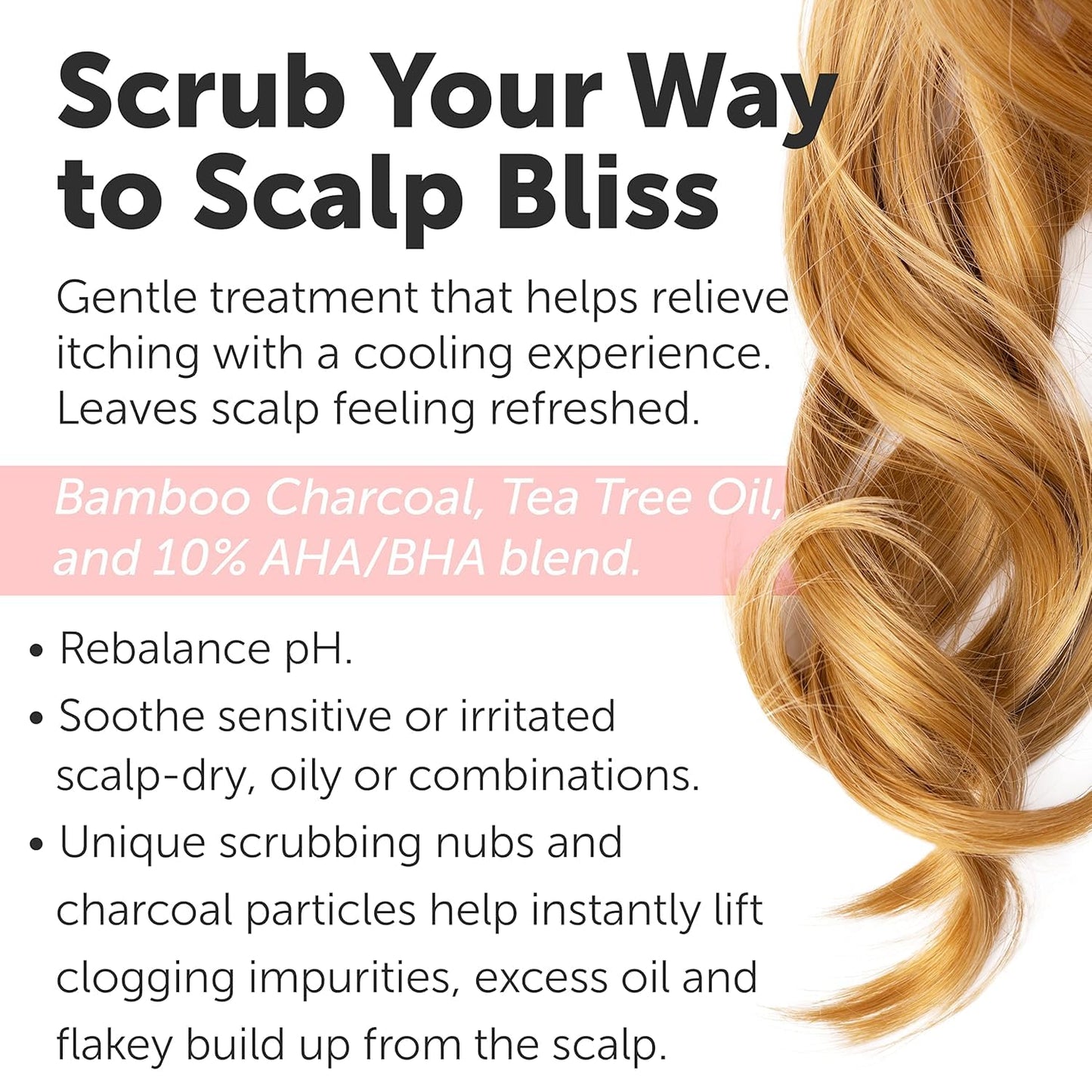 Sulfate-Free Charcoal Scalp Scrub with Bamboo Charcoal & Tea Tree Oil | Exfoliating Hair & Scalp Treatment for Detox, Dandruff & Build-Up | Scalp Exfoliator Scrub ( 16 Fl Oz )