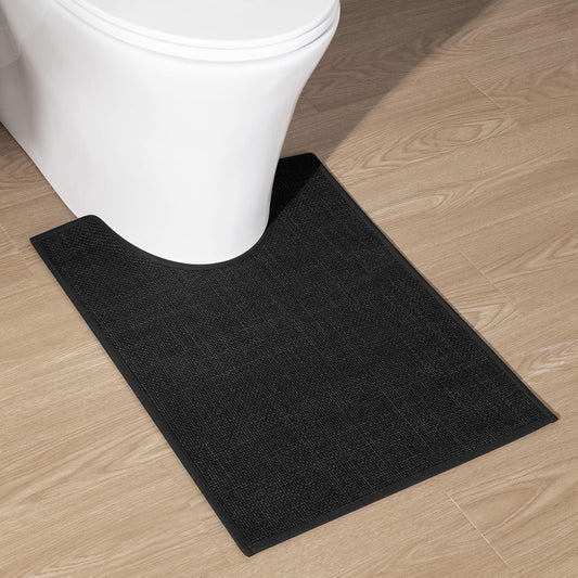 chakme Bathroom Rugs Mat U-Shaped 24x17, Ultra ThinNon Slip Bath Mat Small Quick Dry Absorbent Bath Matfor Bathroom Floor, (Black, U-24"x17")