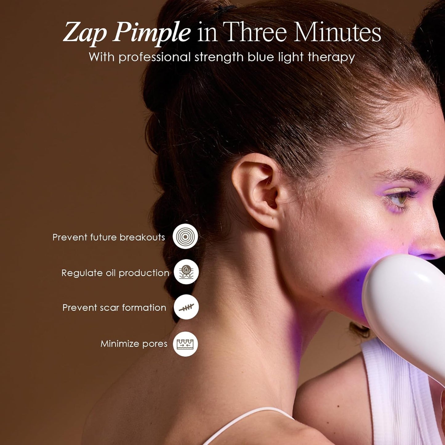 LumaGlow Blue LED Light Therapy by Project E Beauty | Anti Acne | Pimple & Blemish Solution | Skincare Routine for Oily Skin | Handheld Device for Spa & Home Use (Blue Light)